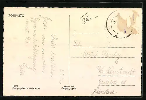 AK Pohrlitz, Strassenansicht mit Anwohnern