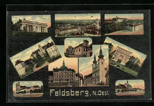 AK Feldsberg, Gebäudeansichten, Panoramen