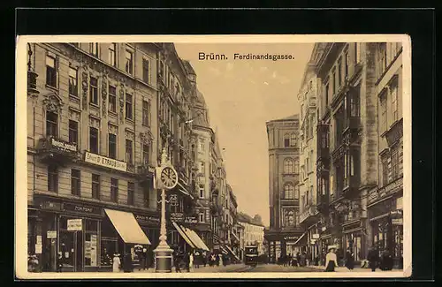 AK Brünn / Brno, Ferdinandsgasse mit Strassenbahn