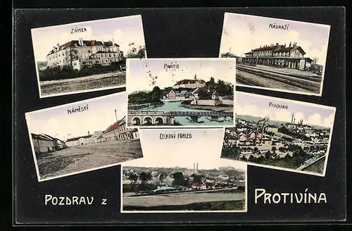 AK Protivin, Námesti, Nádrazi, Zámek, Pivovar