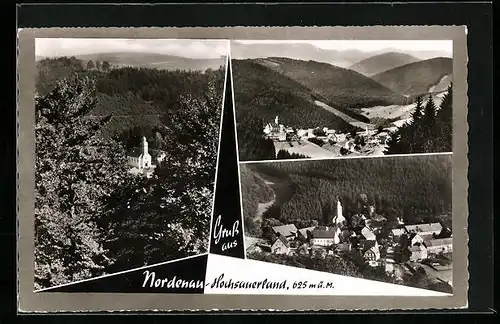 AK Nordenau / Hochsauerland, Gesamtansichten, Kirche