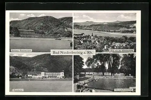 AK Bad Niederbreisig a. Rh., Kurhotel Rheinterrasse, Rheinhotel, Thermalschwimmbad