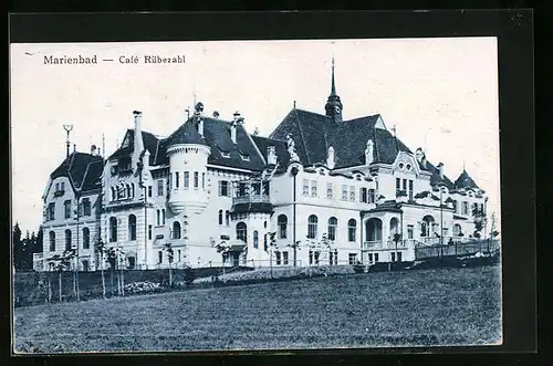 AK Marienbad, Café Rübezahl, Gesamtansicht