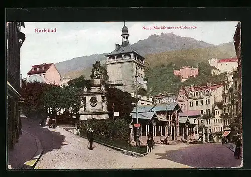 AK Karlsbad, neue Marktbrunnen-Colonnade