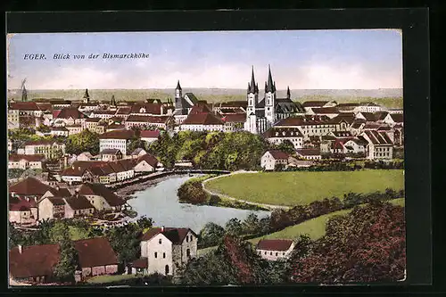 AK Eger, Blick von der Bismarckhöhe