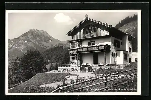AK Oberaudorf / Inn, Café-Pension Hummelei mit Brünnstein