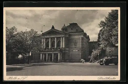 AK Halle / Saale, am Stadttheater