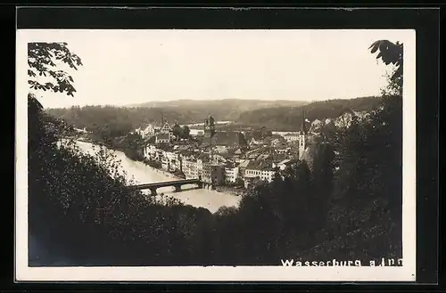 AK Wasserburg / Inn, Panoramablick vom Berg gesehen