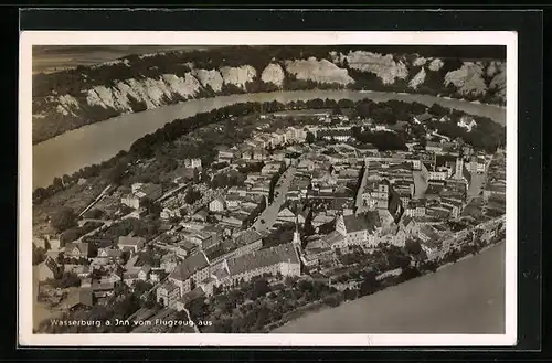 AK Wasserburg / Inn, Gesamtansicht, Flugzeugaufnahme