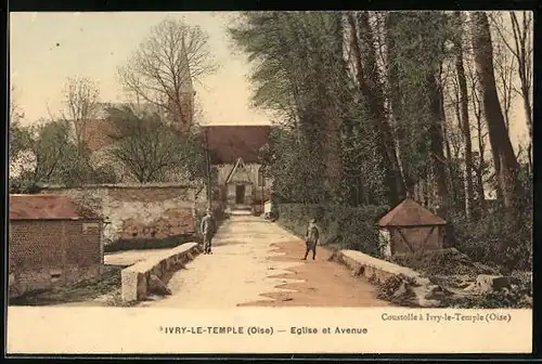 AK Ivry-le-Temple, Eglise et Avenue