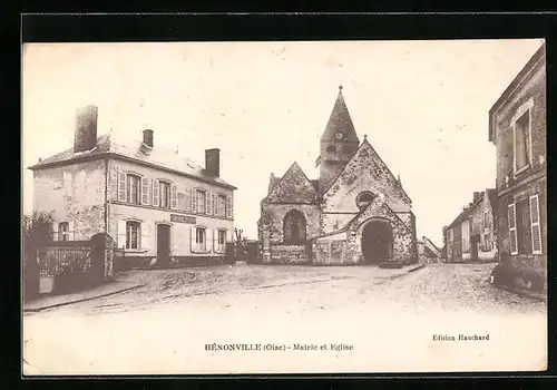 AK Hénonville, Mairie et Eglise