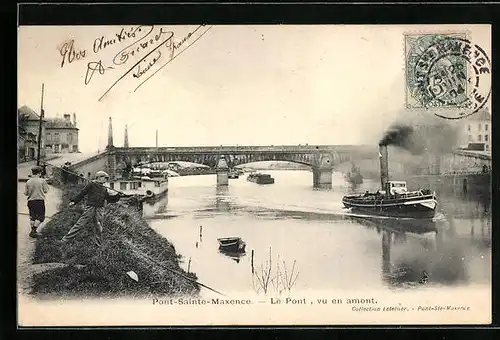 AK Pont-Sainte-Maxence, le Pont, vue en amont
