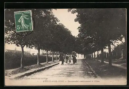 AK Précy-sur-Oise, Boulevard conduisant à l'Oise