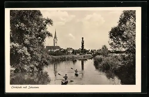 AK Eriskirch, Teilansicht mit Schussen und Ruderern