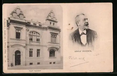 AK Pisek, Obydil Heydukovo, Portrait Adolf Heyduk