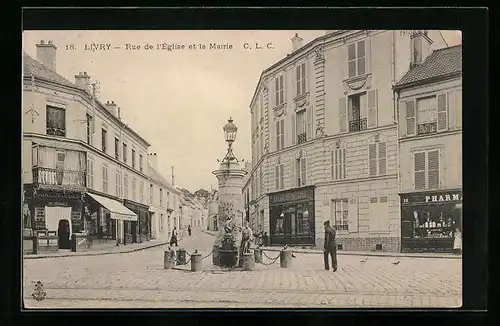 AK Livry, Rue de l`Eglise et la Mairie