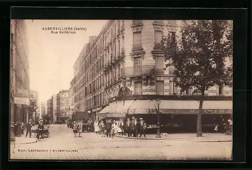 AK Aubervilliers, Rue Solferino, Maison F. Potin