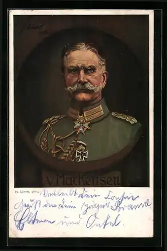 Künstler-AK Eberhard von Mackensen, Portrait des Heerführers mit Eisernem Kreuz