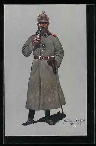 Künstler-AK Wachtmeister des 3. Württemb. Feld-Art.-Reg. Nr. 49 in seiner Felduniform von 1914 /15