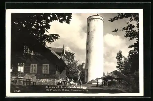 AK Prachatitz, Aussichtsturm am Libin im Böhmerwald