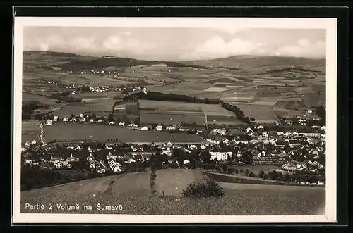 AK Volyne na Sumave, Panoramaansicht der Stadt mit den kleinen Orten in der Umgebung