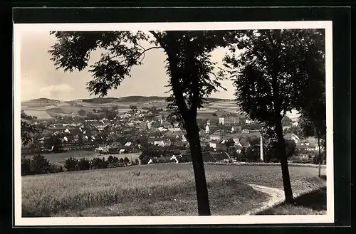AK Wollin im Böhmerwald, Blick hinab auf die Stadt mit der Festung