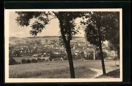 AK Volyne na Sumave, Blick vom Feldweg hinab auf den gesamten Ort