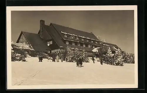 AK Javornik na Sumava, Svehlova Chata, Winteransicht im Schnee