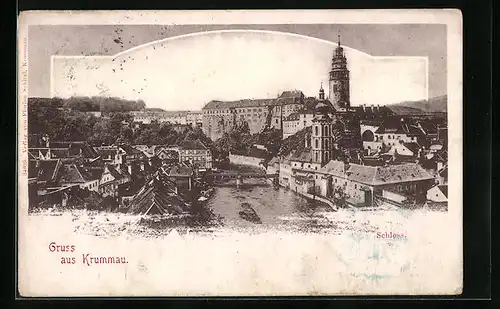 AK Krummau in Böhmen, Moldaupartie unter dem Schloss