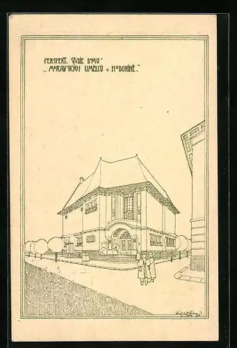 Künstler-AK Göding / Hodonin, Dum Morav. Umelcu