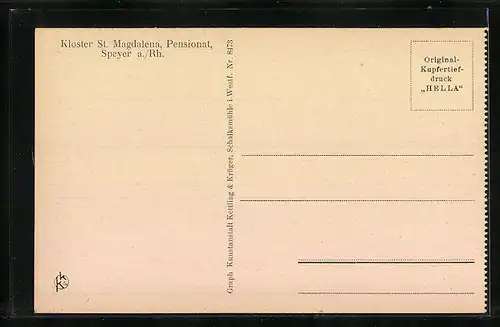 AK Speyer a. Rh., Kloster St. Magdalena, Pensionat, Mädchen im Kreis beim Spiel