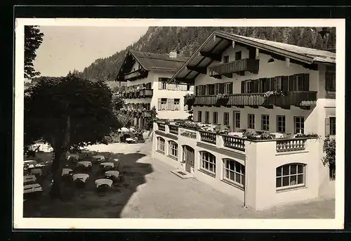 AK Reit im Winkl in Obb., Gasthof-Pension Post, Blick auf die Terrasse