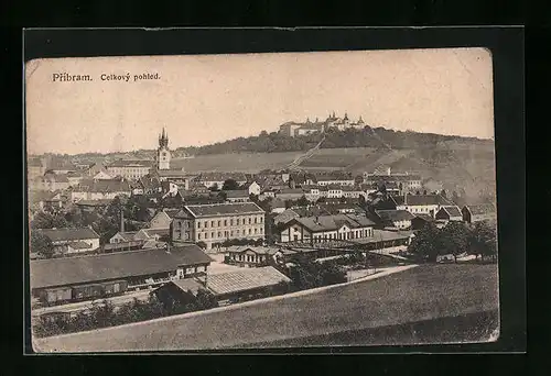 AK Pribram, Teilansicht mit Bahnhof