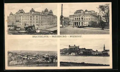AK Bratislava, Teilansicht, Strassenpartie mit Gebäudeansicht, Uferpartie