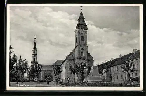 AK Lucenec, Strassenpartie mit Kirche