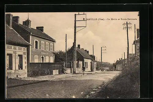 AK Janville, La Mairie et Route Nationale