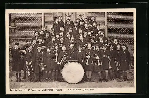 AK Cempuis, Institution G. Prévost, La Fanfare 1934-1935