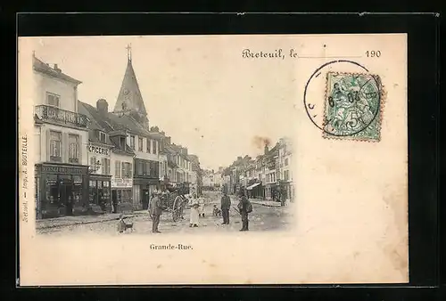 AK Breteuil, Grande-Rue, Strassenpartie