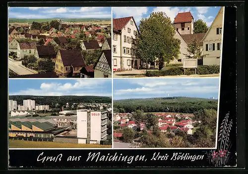 AK Maichingen /Kreis Böblingen, Geschäftshaus von Solo, Ortspartie, Teilansicht mit Strassenpartie