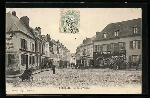 AK Breteuil, La Rue d`Amiens, Strassenpartie