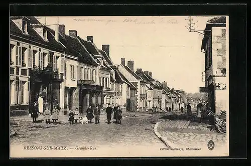 AK Ressons-sur-Matz, Grande-Rue, Strassenpartie