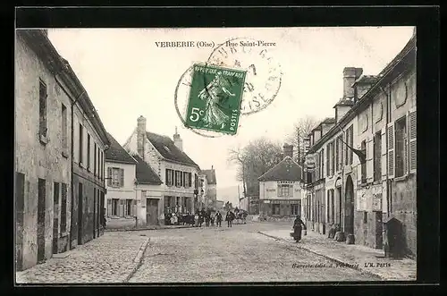 AK Verberie, Rue Saint-Pierre, Strassenpartie