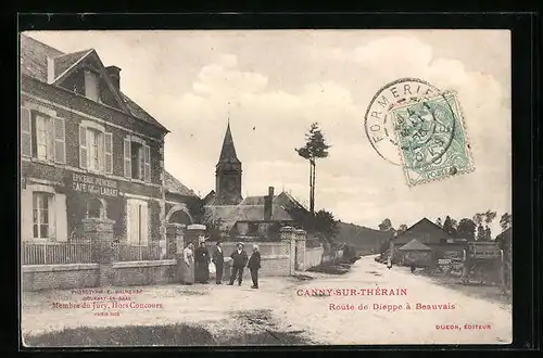 AK Canny-sur-Thérain, Route de Dieppe à Beauvais