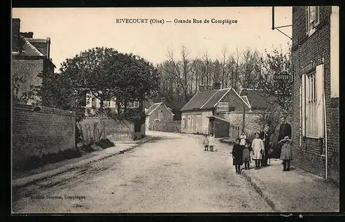 AK Rivecourt, Grande Rue de Compiègne, Strassenpartie