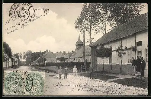 AK Halloy, Rue de l`Église, Strassenpartie