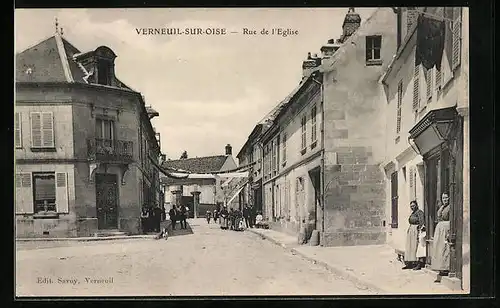 AK Verneuil-sur-Oise, Rue de l`Eglise, Strassenpartie