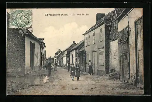 AK Cormeilles, La Rue du Sac, Strassenpartie