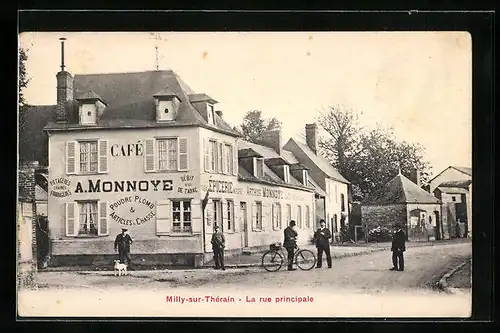 AK Milly-sur-Thérain, La Rue principale, Strassenpartie