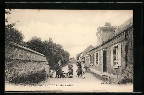 AK Villers-sur-Bonnières, Grande-Rue, Strassenpartie