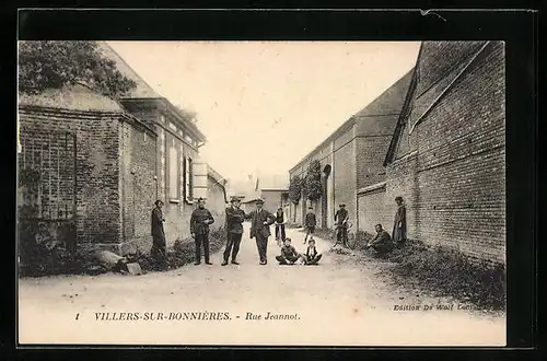 AK Villers-sur-Bonnières, Rue Jeannot, Strassenpartie